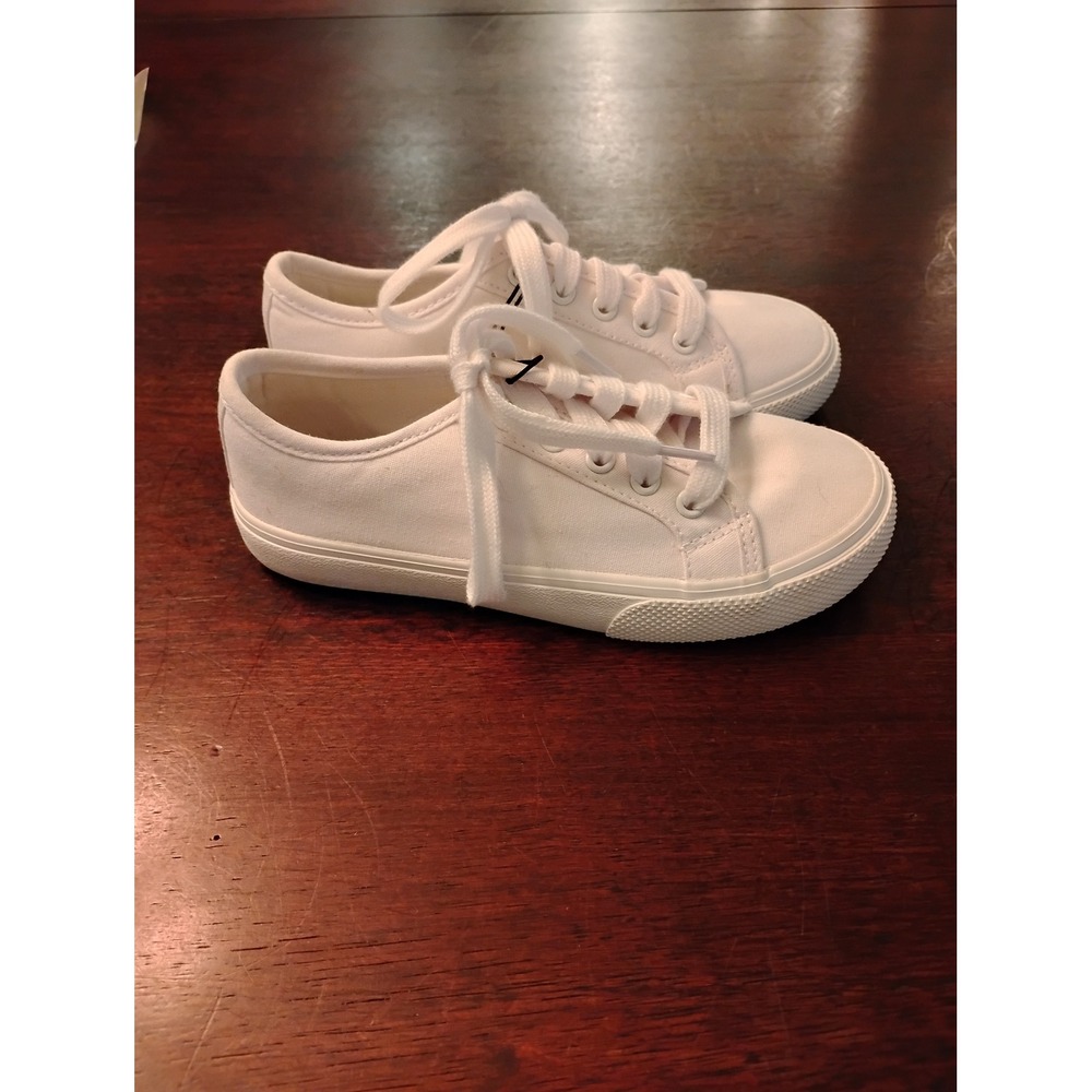 Wonder Nation Kids White Canvas Sneakers Low Top Memory Foam Shoes Size 13